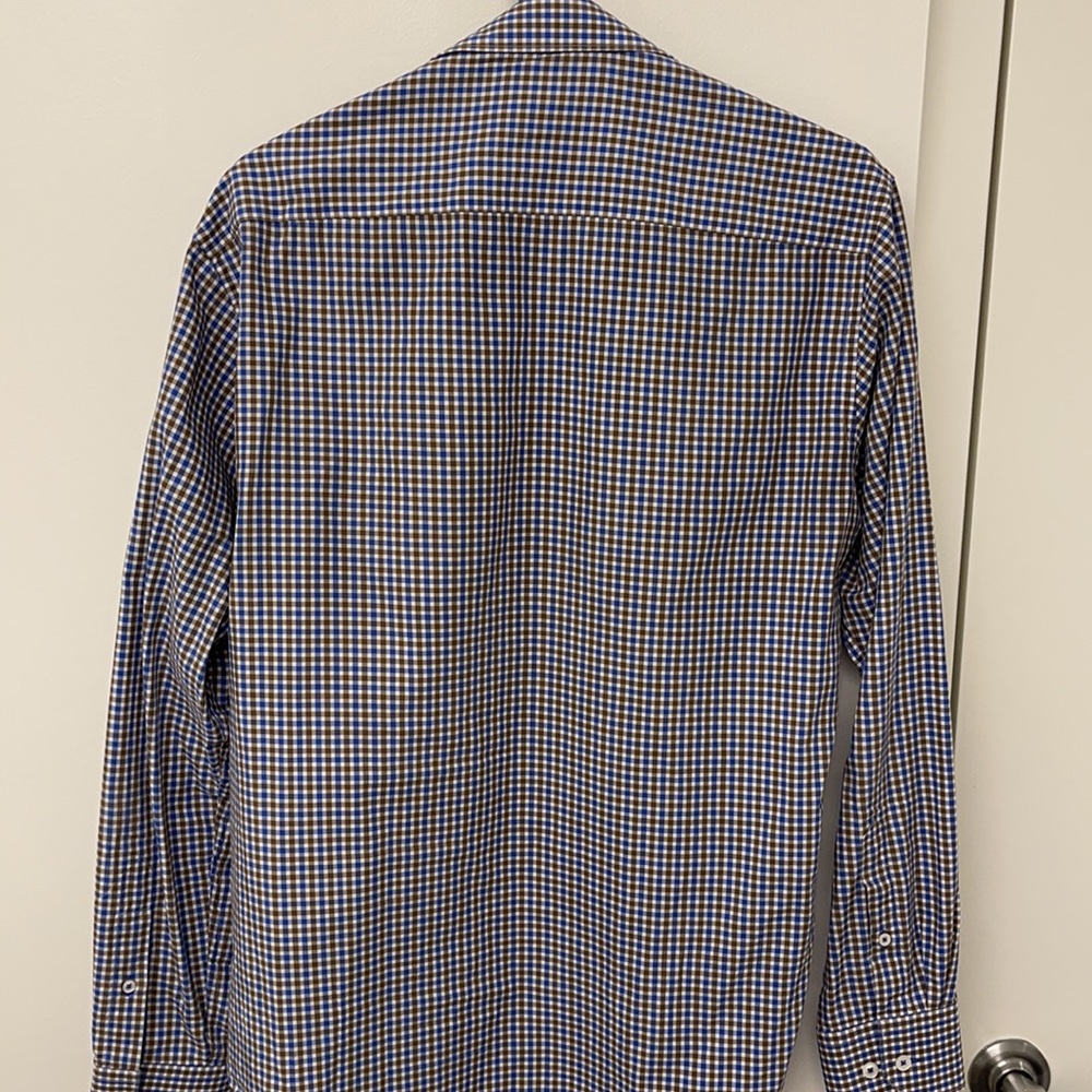 Used Blue And Brown Patterned Button Down Bugatch… - image 2
